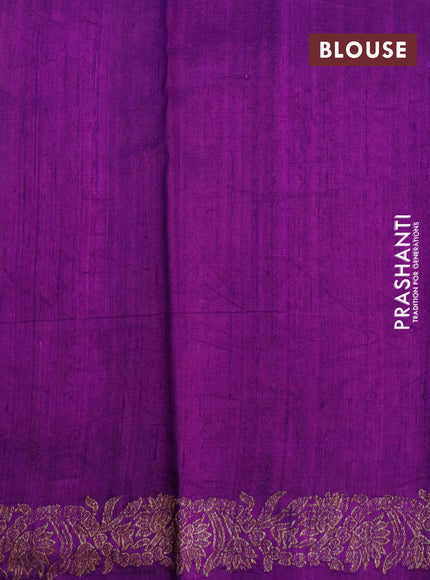 Banarasi raw silk saree purple with thread & zari woven floral buttas and woven border