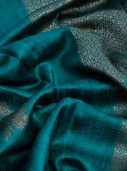 Banarasi raw silk saree green with thread & zari woven floral buttas and woven border