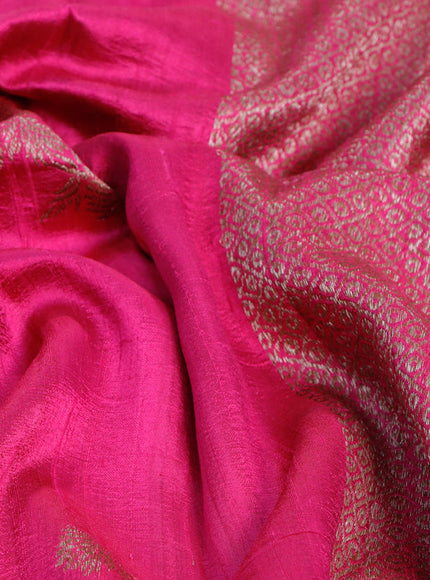 Banarasi raw silk saree pink with thread & zari woven floral buttas and woven border