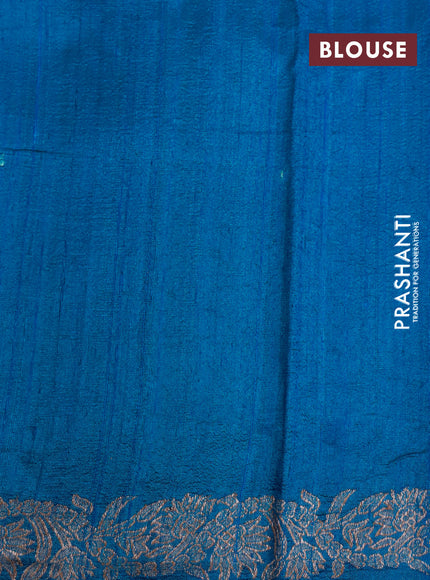 Banarasi raw silk saree peacock green with thread & zari woven floral buttas and woven border