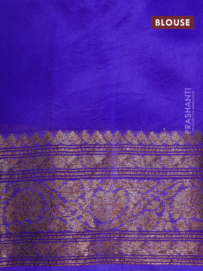 Banarasi organza silk saree royal blue with thread & zari woven buttas and banarasi style border