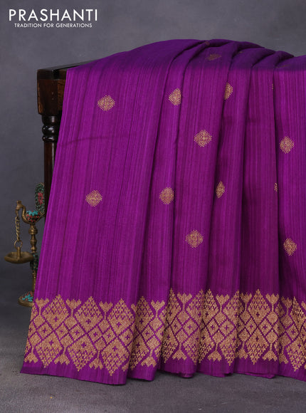 Banarasi raw silk saree purple with thread & zari woven buttas and woven border