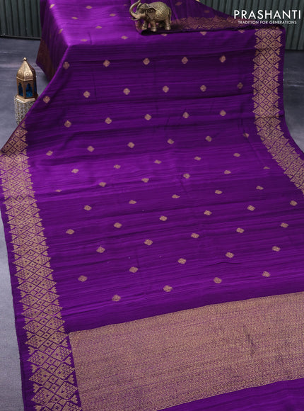 Banarasi raw silk saree purple with thread & zari woven buttas and woven border