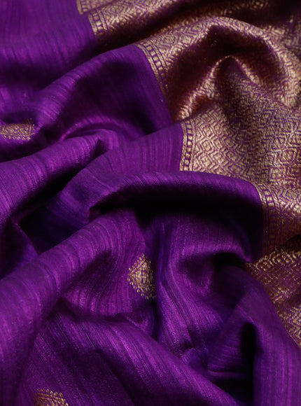 Banarasi raw silk saree purple with thread & zari woven buttas and woven border