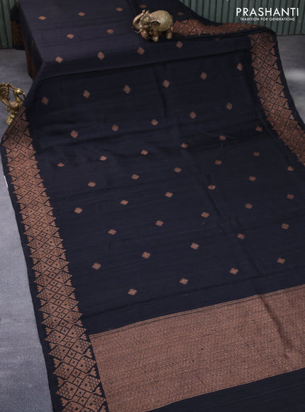 Banarasi raw silk saree black with thread & zari woven buttas and woven border