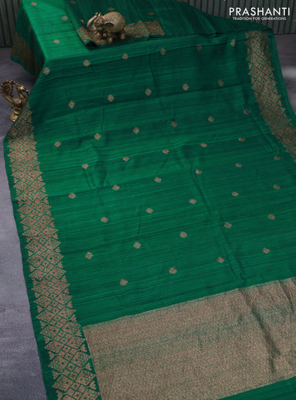 Banarasi raw silk saree green with thread & zari woven buttas and woven border