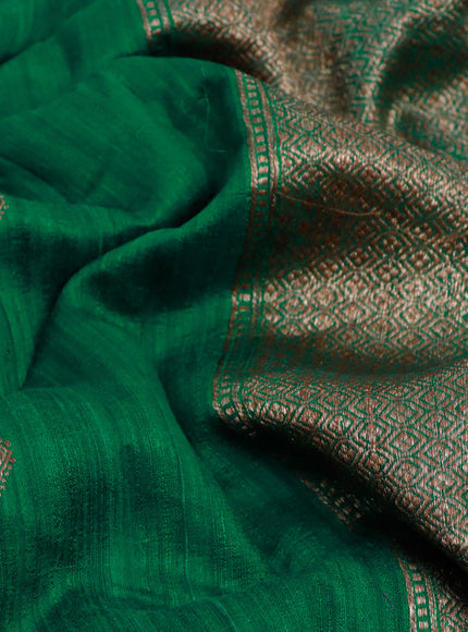 Banarasi raw silk saree green with thread & zari woven buttas and woven border