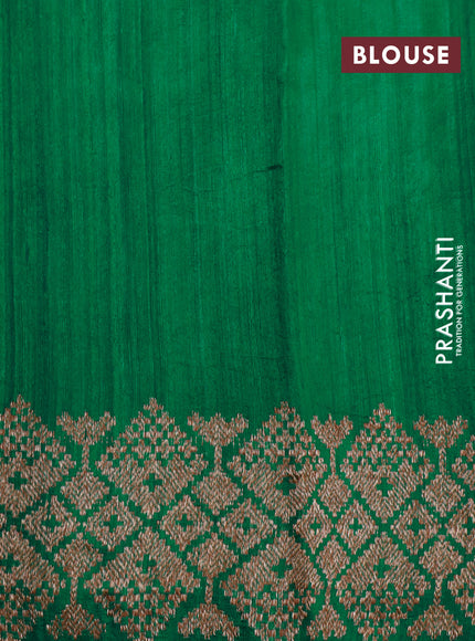 Banarasi raw silk saree green with thread & zari woven buttas and woven border