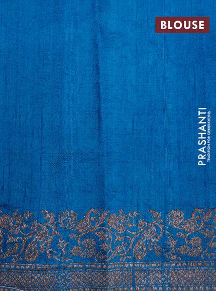 Banarasi raw silk saree peacock blue with thread & zari woven buttas and woven border