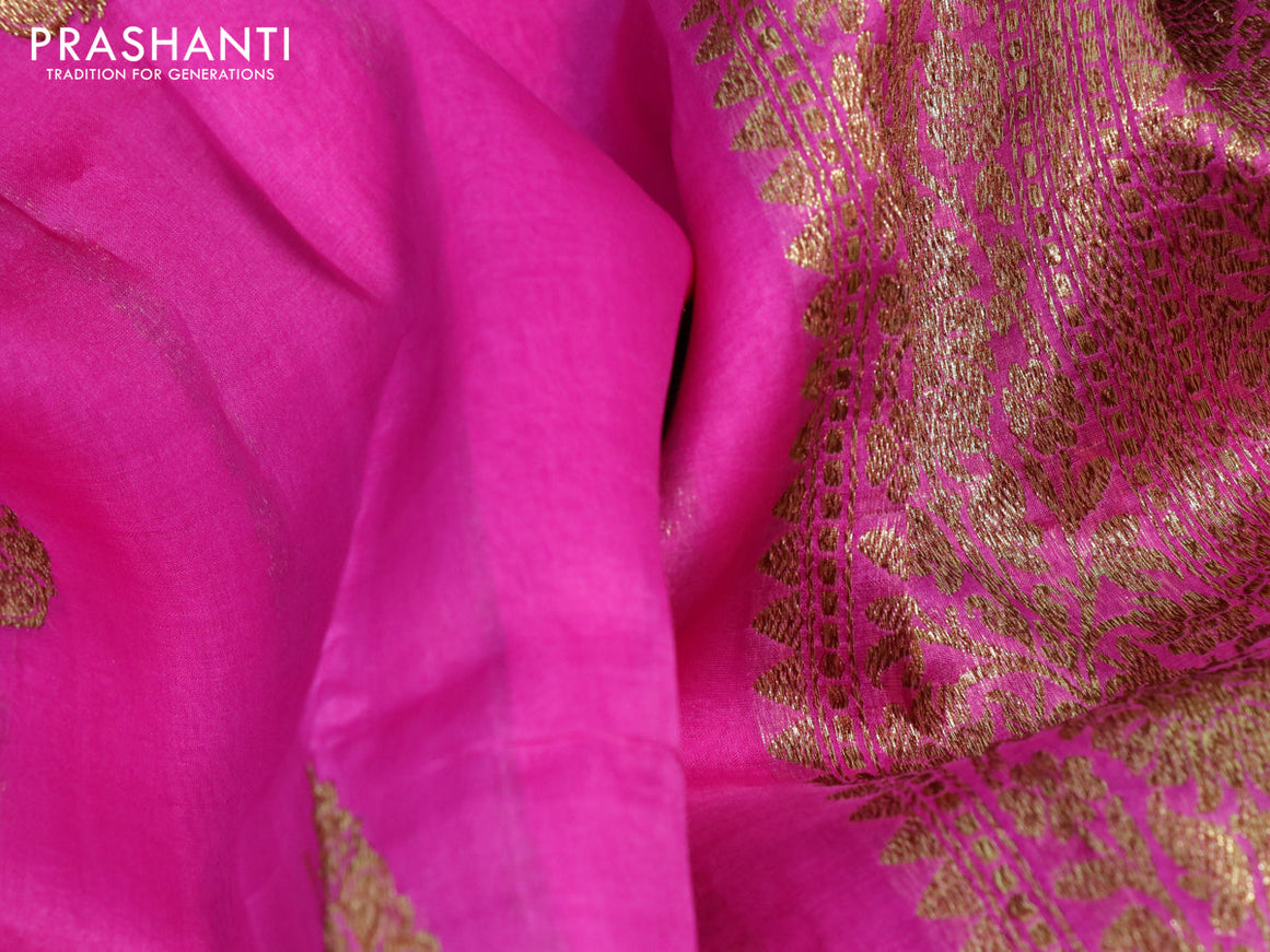 Banarasi organza silk saree pink with thread & zari woven buttas and banarasi style border