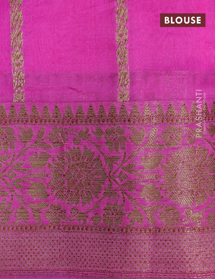 Banarasi organza silk saree pink with thread & zari woven buttas and banarasi style border