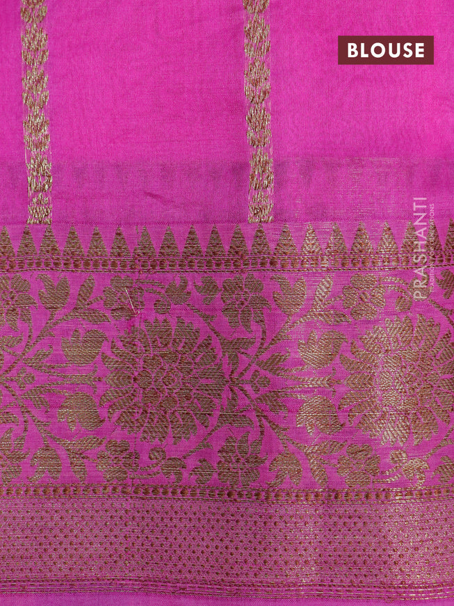 Banarasi organza silk saree pink with thread & zari woven buttas and banarasi style border