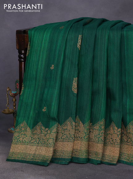 Banarasi raw silk saree green with thread & zari woven buttas and woven border