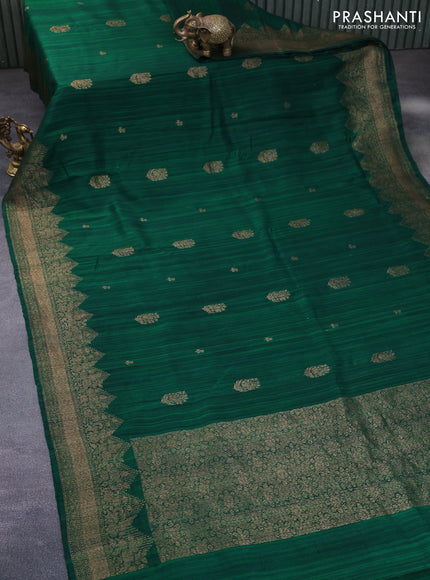 Banarasi raw silk saree green with thread & zari woven buttas and woven border