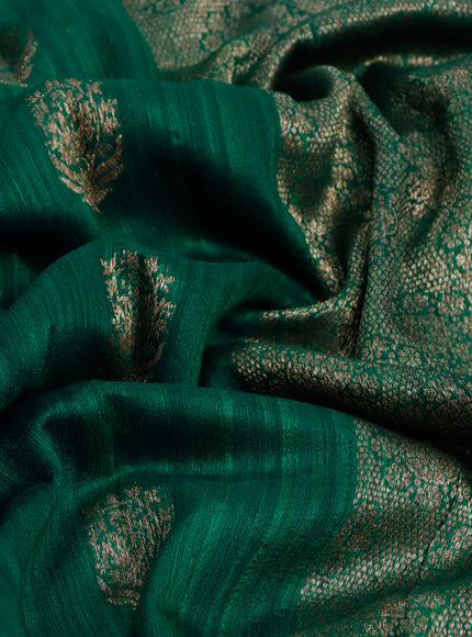 Banarasi raw silk saree green with thread & zari woven buttas and woven border