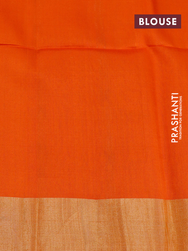 Pure raw silk saree yellow and orange with silver & gold zari weaves and zari woven border