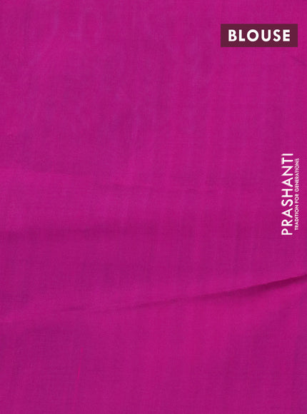 Pure raw silk saree light blue and pink with silver zari woven buttas in borderless style