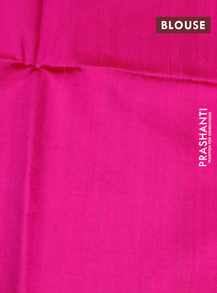 Pure raw silk saree teal green and pink with silver zari woven buttas in borderless style