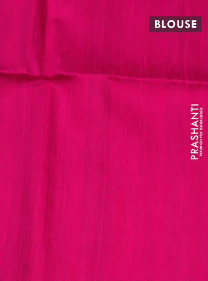 Pure raw silk saree violet and pink with allover silver zari weaves in borderless style