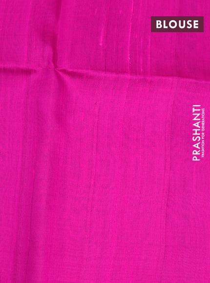 Pure raw silk saree black and pink with allover silver zari weaves in borderless style