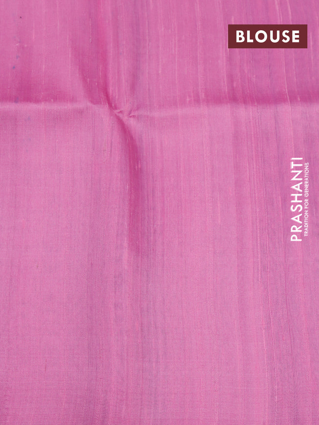 Pure raw silk saree green and light pink with allover silver zari weaves in borderless style