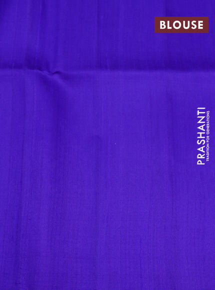 Pure raw silk saree pink and blue with allover silver zari weaves in borderless style