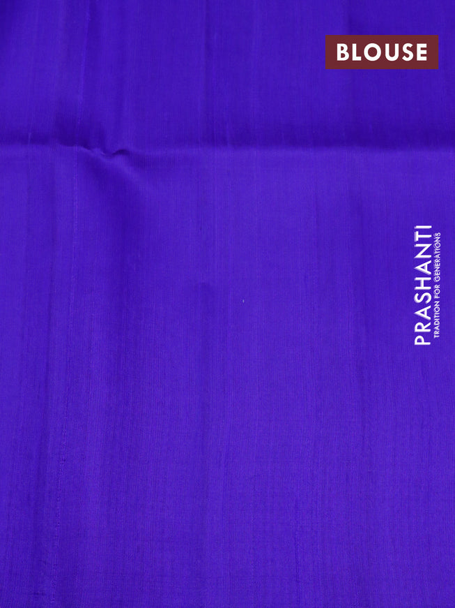 Pure raw silk saree pink and blue with allover silver zari weaves in borderless style