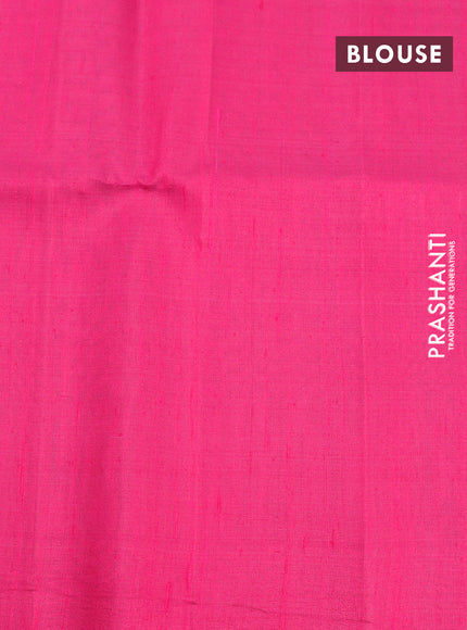 Pure raw silk saree blue and pink with allover silver zari weaves in borderless style