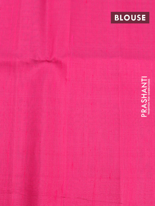 Pure raw silk saree blue and pink with allover silver zari weaves in borderless style