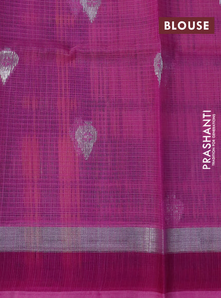 Pure zari kota silk saree light blue and pink with thread & silver zari woven buttas and silver zari woven simple border