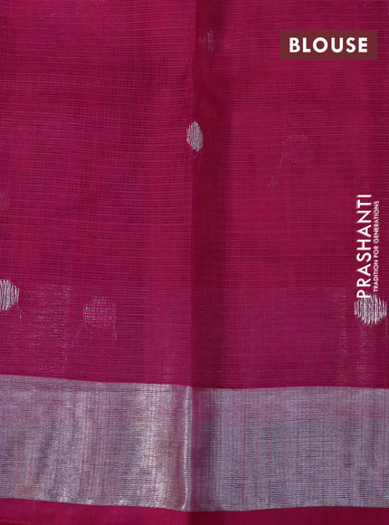 Pure zari kota silk saree peach pink and pink with silver & gold zari woven buttas and silver zari woven border