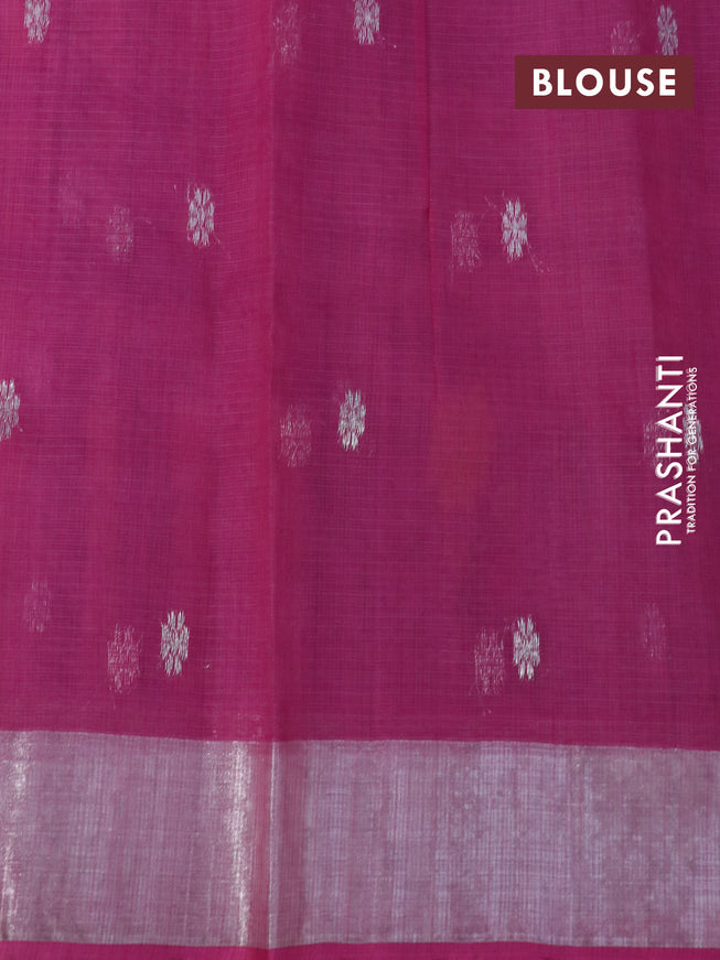 Pure zari kota silk saree light pink with thread & silver zari woven buttas and silver zari woven border