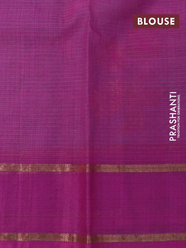 Pure zari kota silk saree pastel blue and pink with floral zari woven buttas and rettapet zari woven border