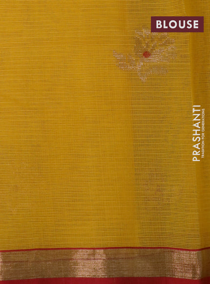 Pure zari kota silk saree yellow and red with zari woven buttas and zari woven border