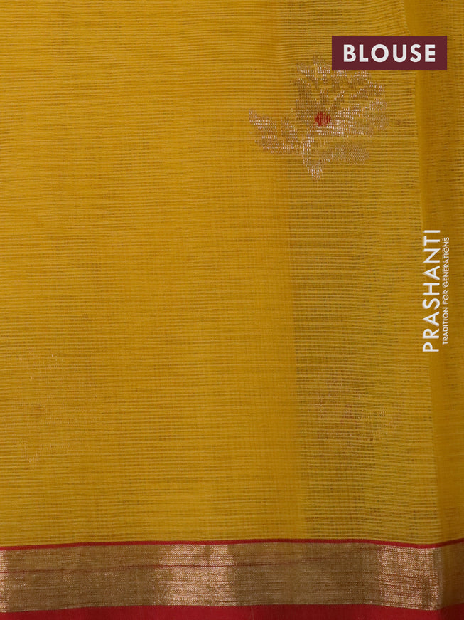 Pure zari kota silk saree yellow and red with zari woven buttas and zari woven border