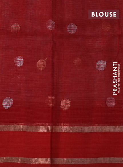 Pure zari kota silk saree off white and maroon with allover zari weaves & buttas and rettapet zari woven border