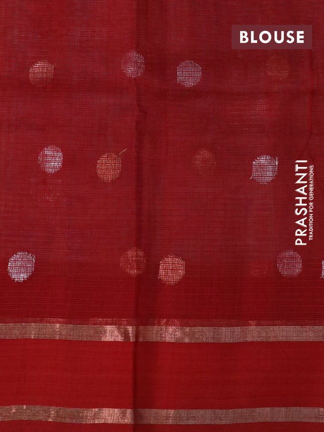 Pure zari kota silk saree off white and maroon with allover zari weaves & buttas and rettapet zari woven border