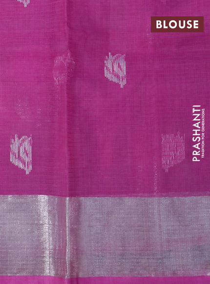 Pure zari kota silk saree baby pink and pink with thread & silver zari woven floral buttas and silver zari woven border