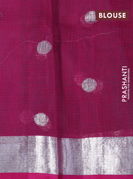 Pure zari kota silk saree pastel blue and pink with silver zari woven coin buttas and silver zari woven border