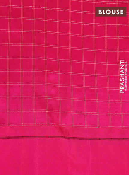 Pure paithani silk saree pink with allover zari checked pattern and zari woven muniya border & paithani design pallu