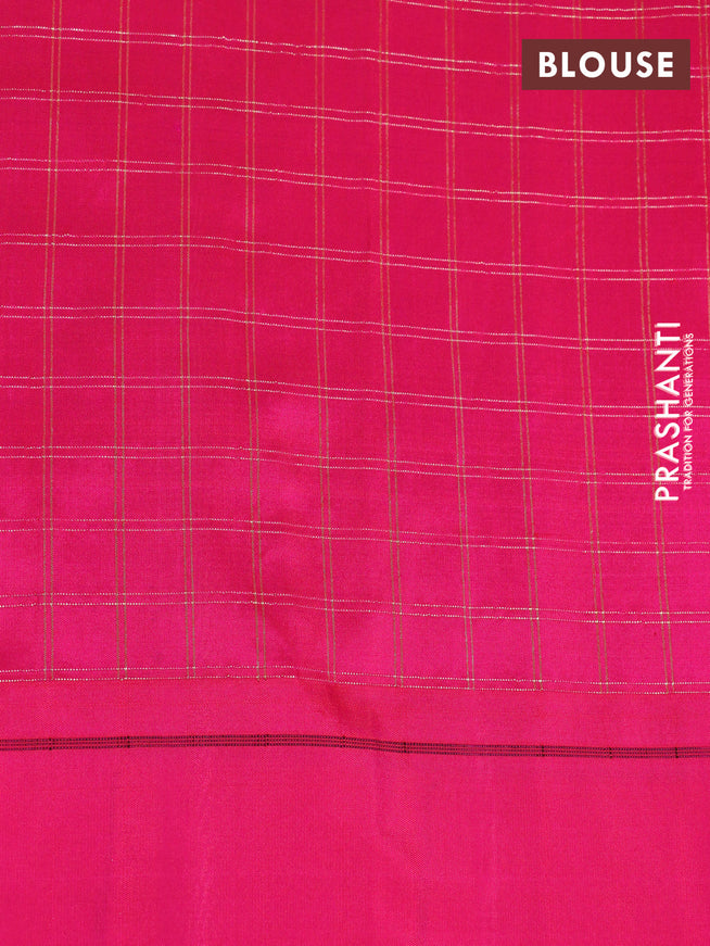 Pure paithani silk saree pink with allover zari checked pattern and zari woven muniya border & paithani design pallu