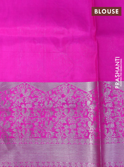 Venkatagiri silk saree purple and pink with silver zari woven buttas and long silver zari woven border