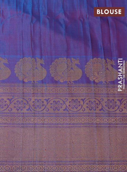 Gadwal silk saree mustard yellow and dual shade of blue with allover zari woven brocade weaves and long zari woven border