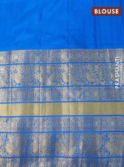 Gadwal silk saree pink and cs blue with annam zari woven buttas and long rich annam zari woven border