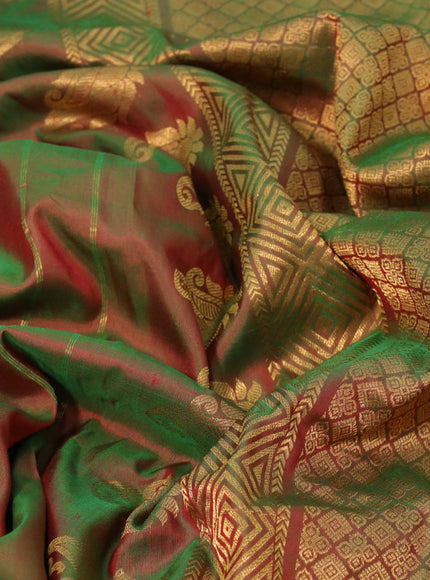 Gadwal silk saree manthulir green with zari woven buttas and zari woven butta border