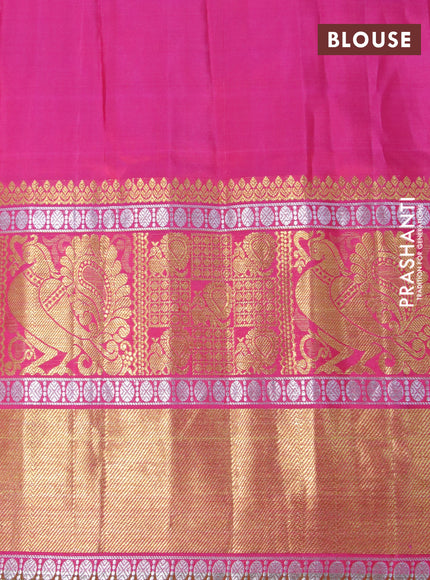 Gadwal silk saree maroon and pink with allover zari woven brocade weaves and long zari woven border