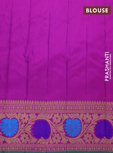 Gadwal silk saree dual shade of blue and purple with zari woven buttas and long thread & zari woven border