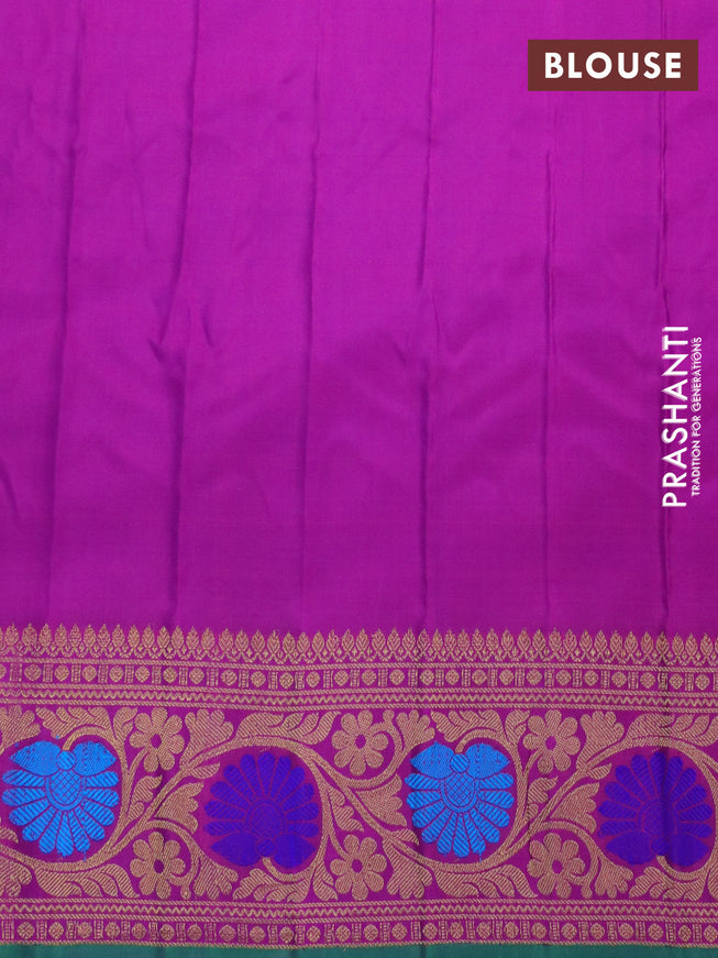 Gadwal silk saree dual shade of blue and purple with zari woven buttas and long thread & zari woven border