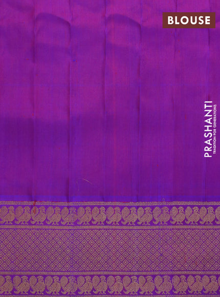 Gadwal silk saree pink and dual shad of purple with zari woven buttas and temple design long zari woven border