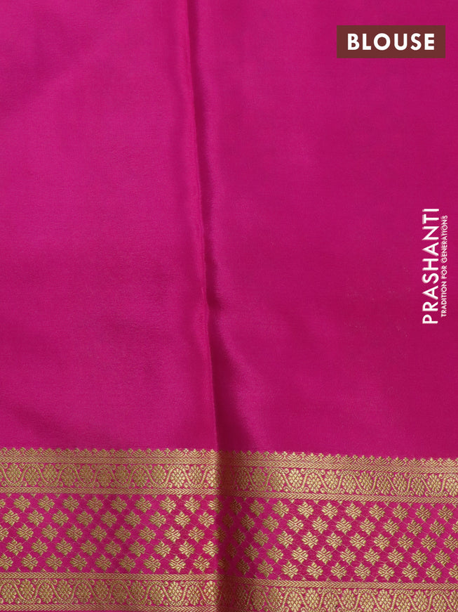 Pure mysore silk saree light blue and pink with allover zari woven buttas and zari woven border